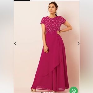 House of Indya cropped embroidered side drape top